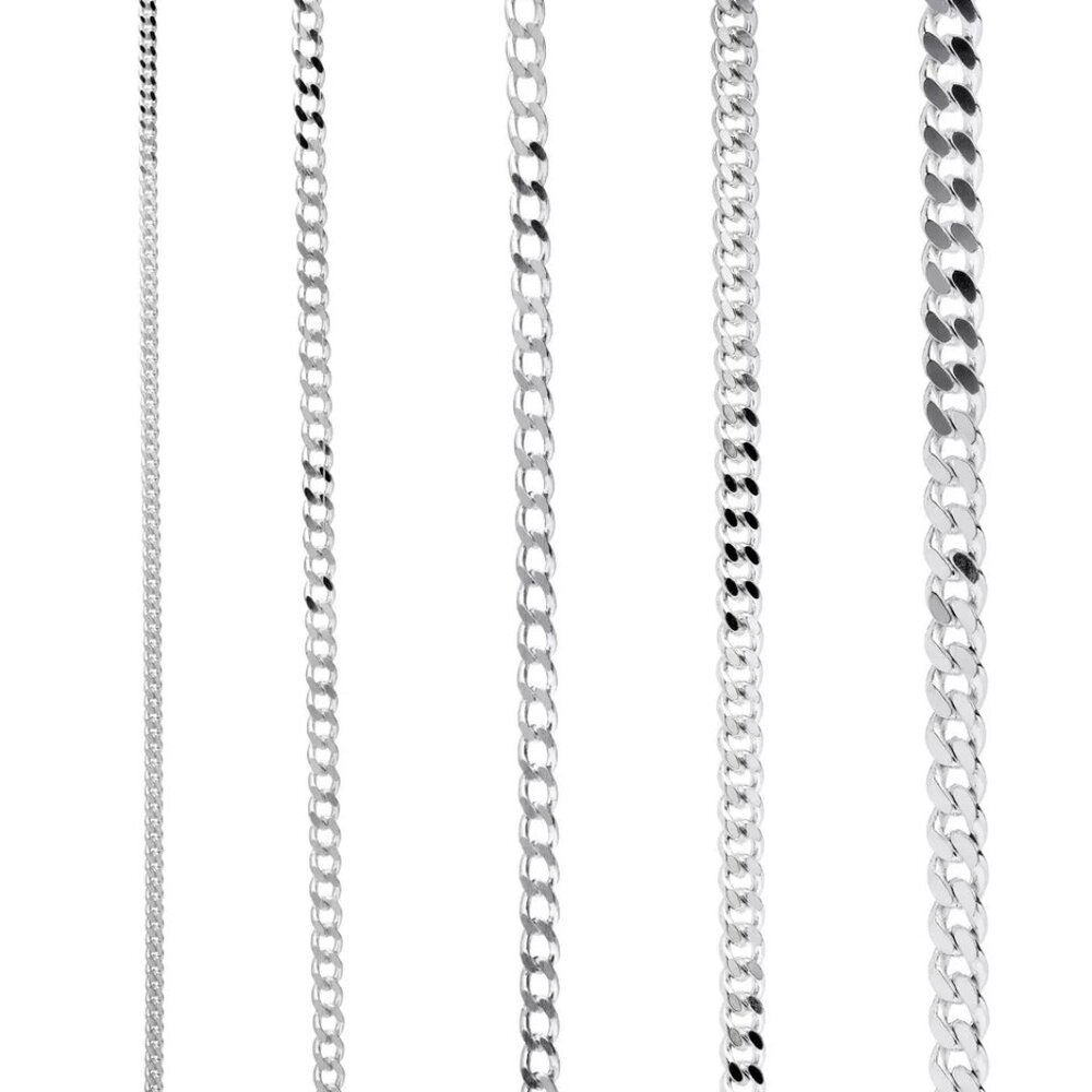 925 Sterling Silver Curb Necklace Chain In Various Lengths With A Gift Bag